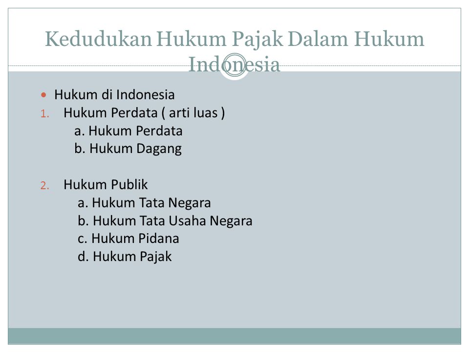 Kedudukan Hukum Pajak Dalam Hukum Indonesia