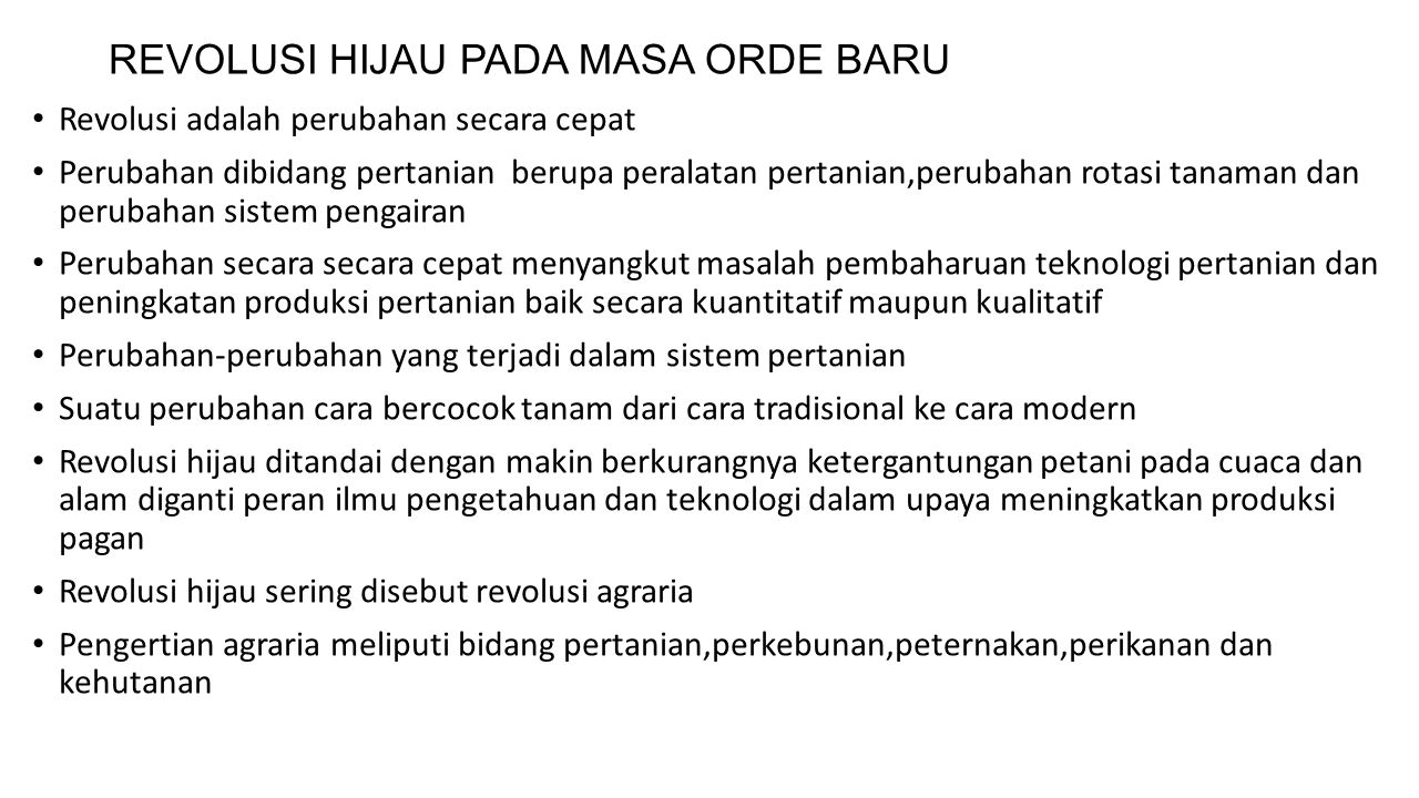 Dampak Revolusi Hijau Terhadap Perubahan Lingkungan