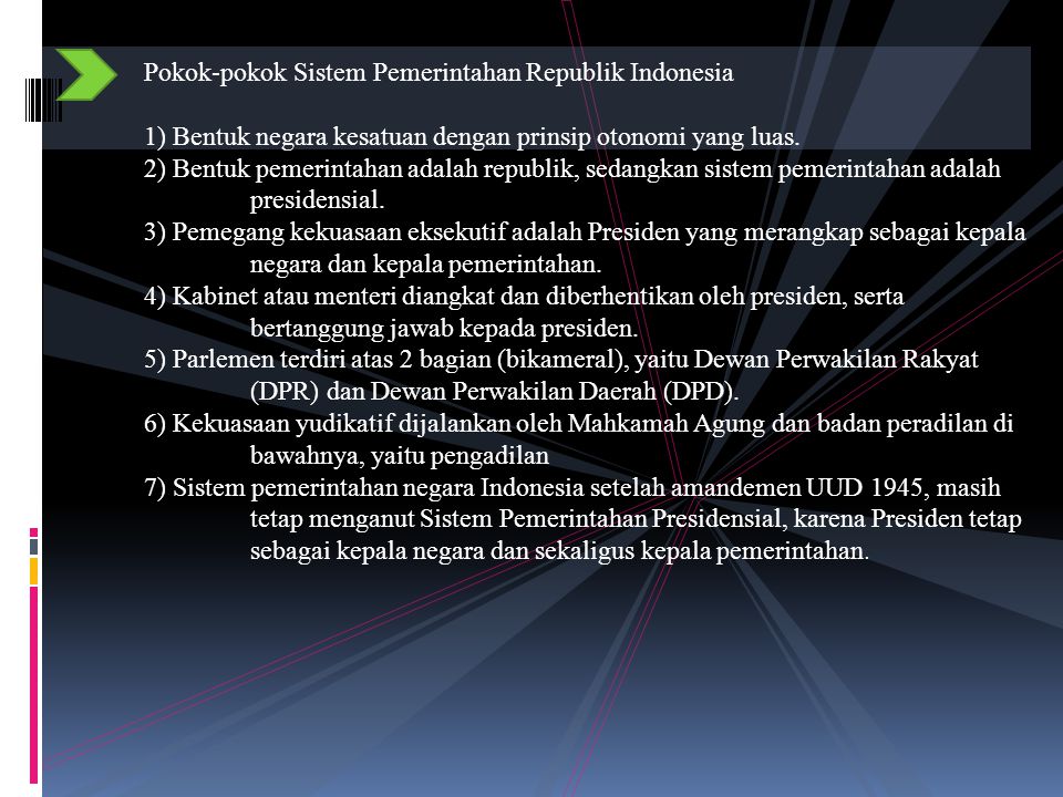 Pokok-pokok Sistem Pemerintahan Republik Indonesia