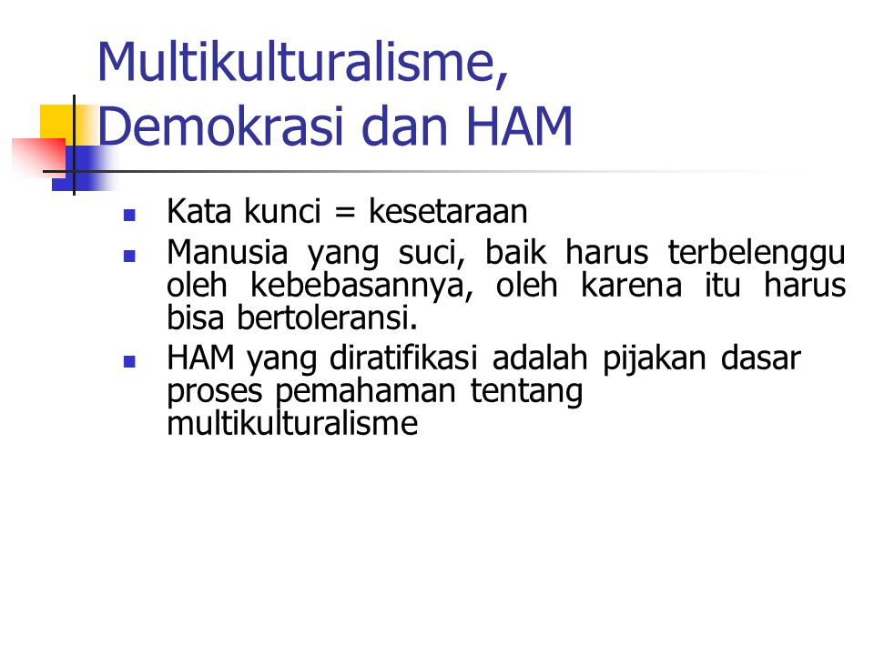 Multikulturalisme, Demokrasi dan HAM
