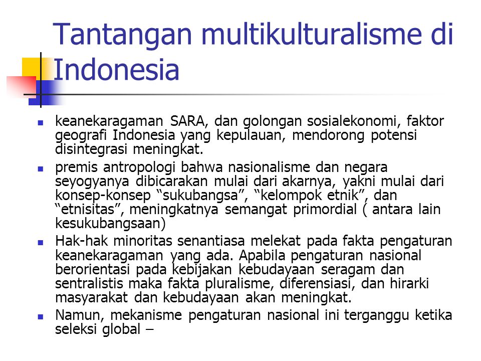 Tantangan multikulturalisme di Indonesia