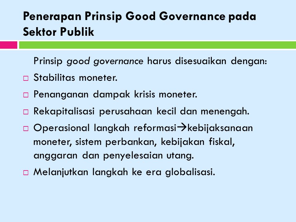 Penerapan Prinsip Good Governance pada Sektor Publik