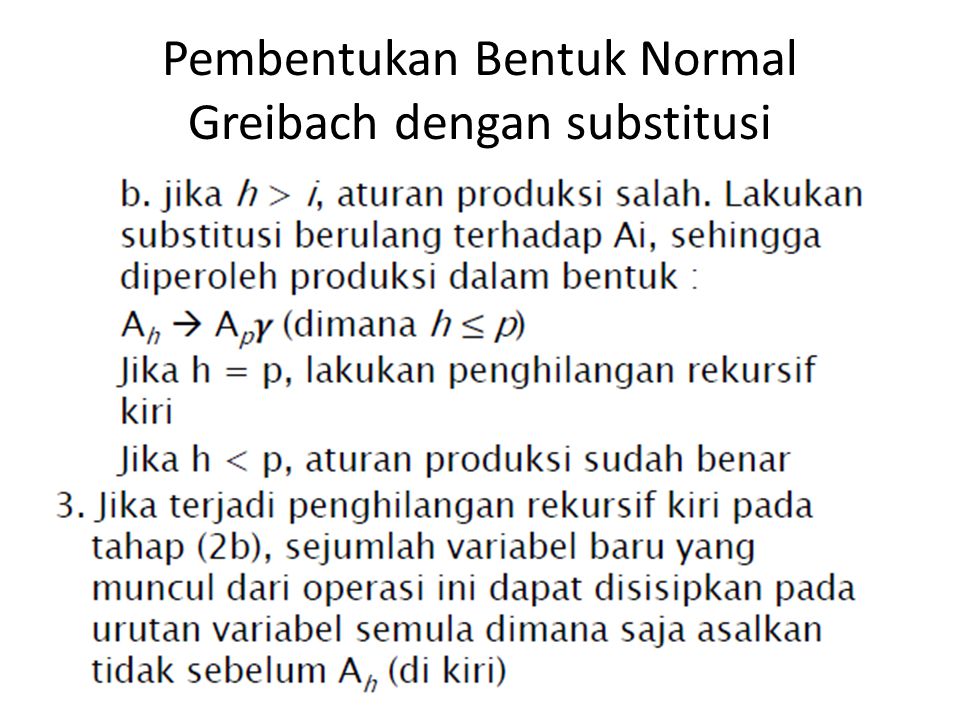 Pembentukan Bentuk Normal Greibach dengan substitusi