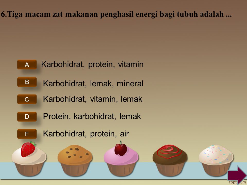 Tiga macam zat makanan penghasil energi bagi tubuh adalah