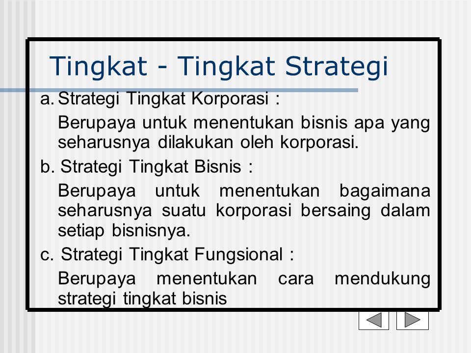 Tingkat - Tingkat Strategi