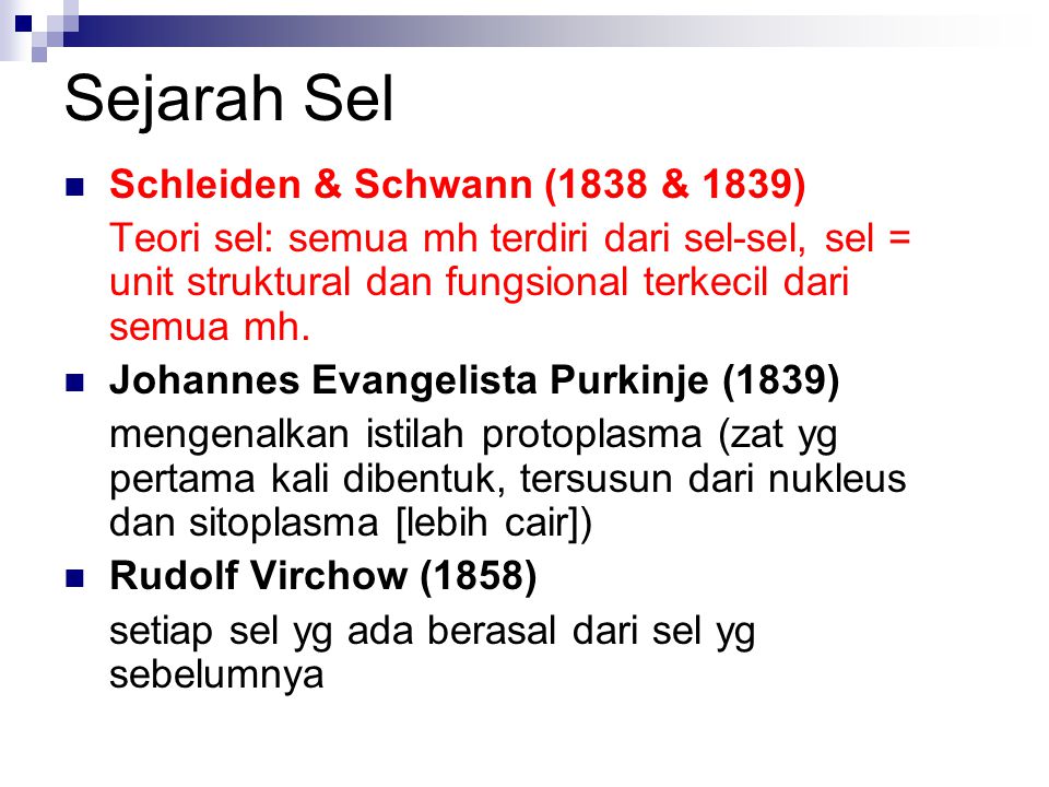 Sejarah Sel Schleiden & Schwann (1838 & 1839)