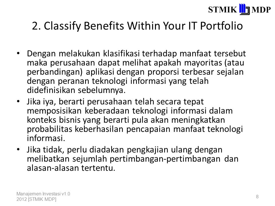 2. Classify Benefits Within Your IT Portfolio