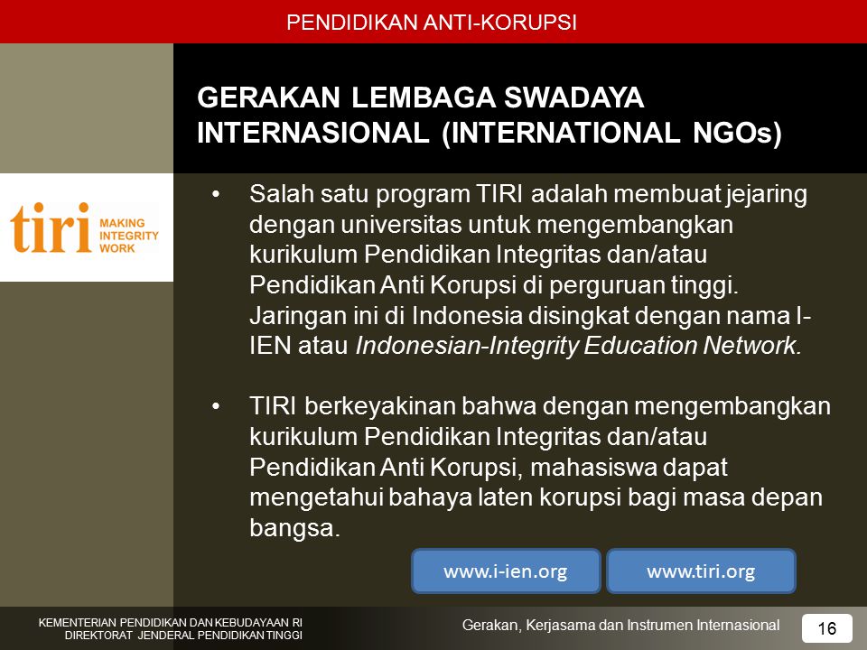 GERAKAN LEMBAGA SWADAYA INTERNASIONAL (INTERNATIONAL NGOs)