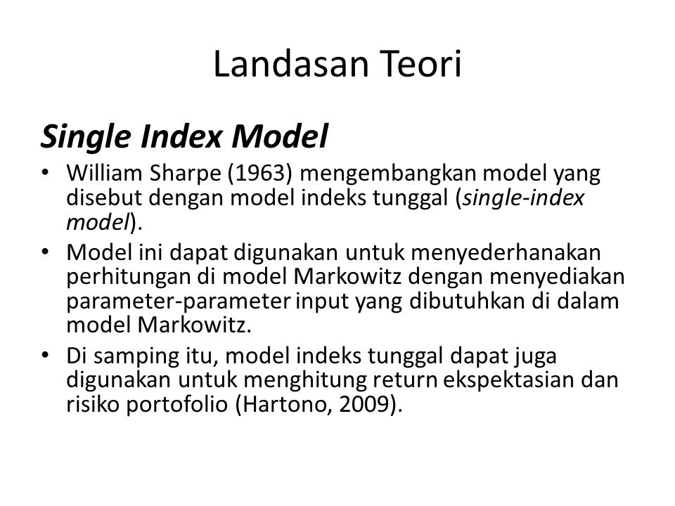 Landasan Teori Single Index Model