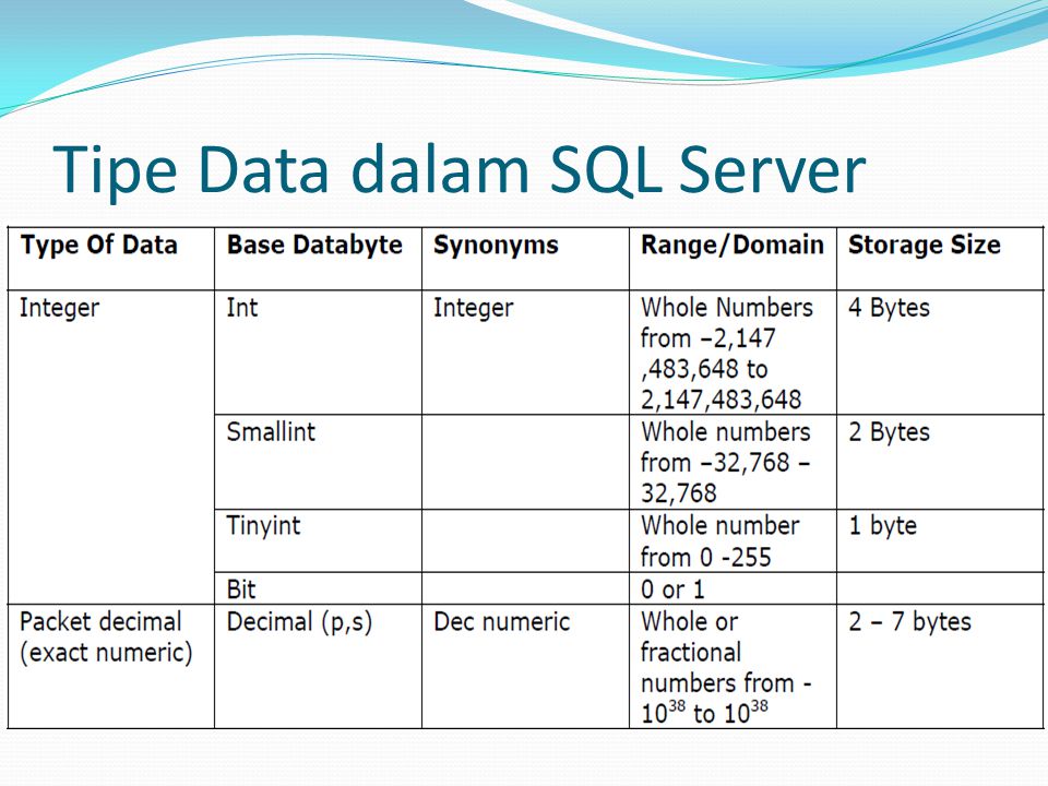 Tipe Data dalam SQL Server