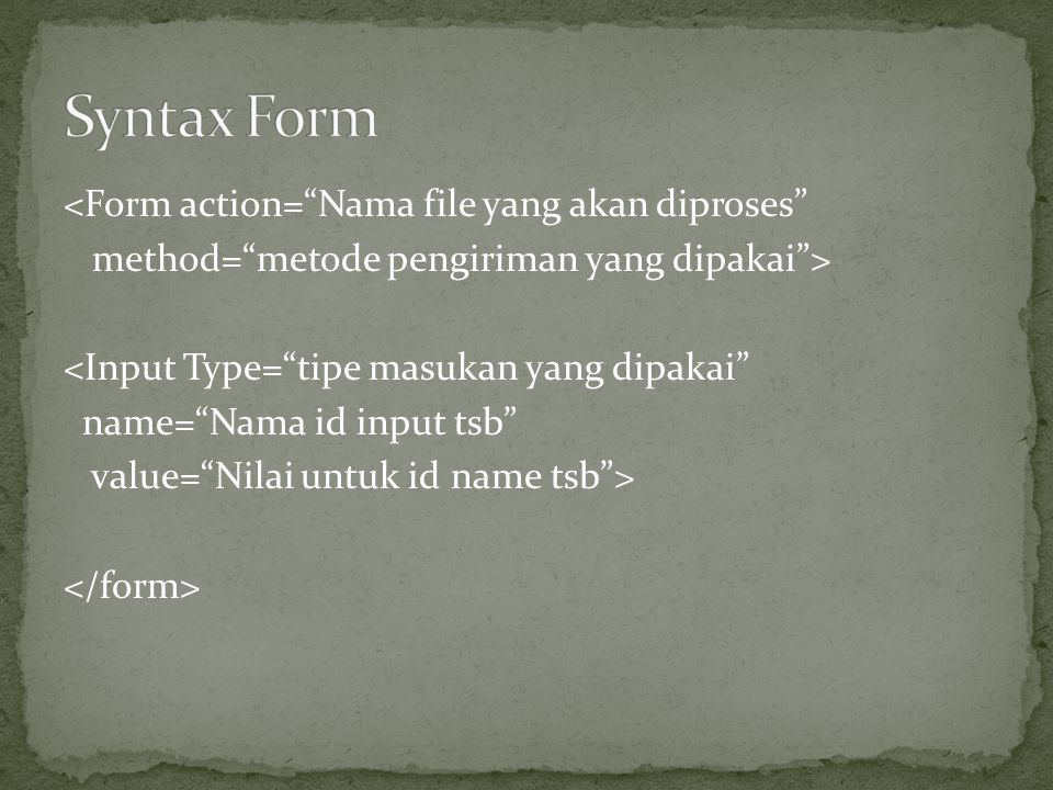 Syntax Form