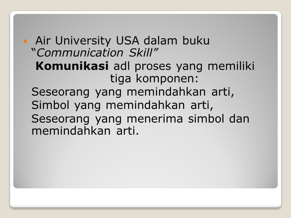 Air University USA dalam buku Communication Skill