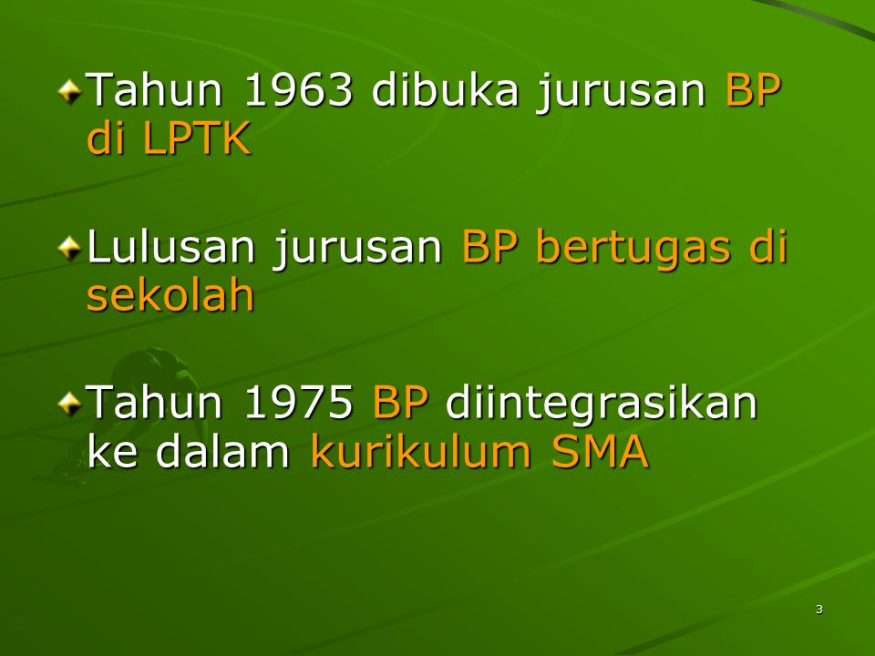 Tahun 1963 dibuka jurusan BP di LPTK