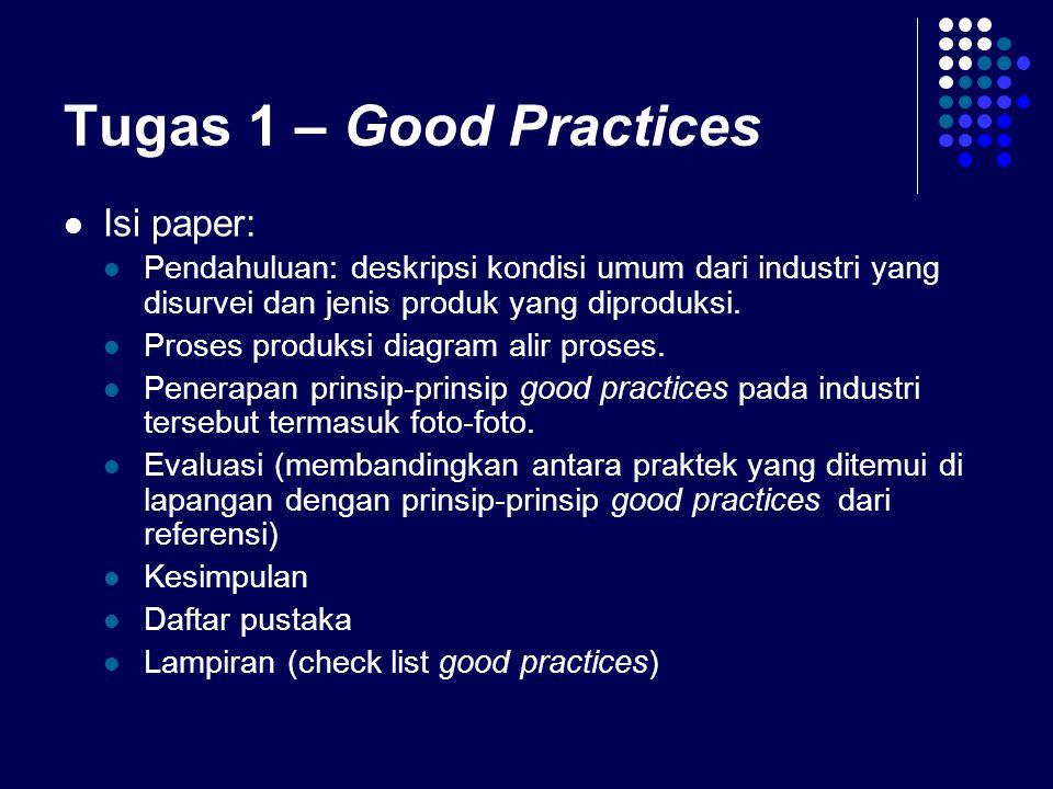 Tugas 1 – Good Practices Isi paper: