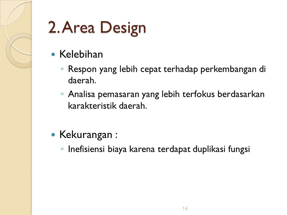 2. Area Design Kelebihan Kekurangan :