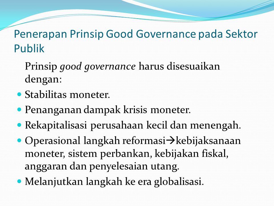 Penerapan Prinsip Good Governance pada Sektor Publik