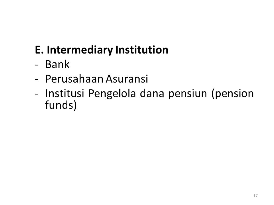 E. Intermediary Institution