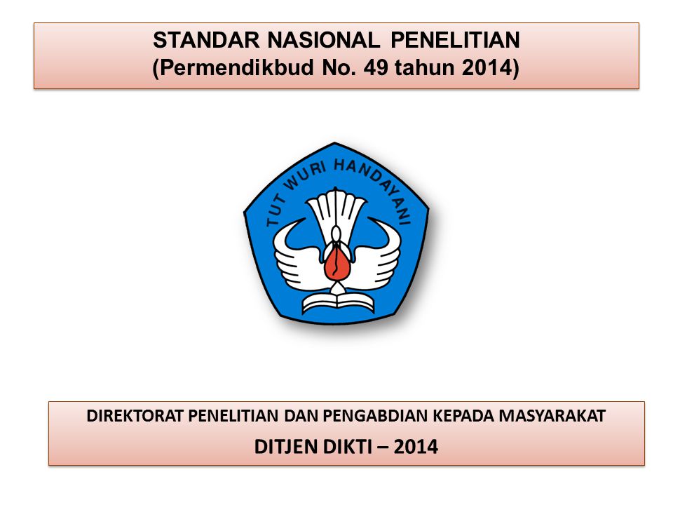 STANDAR NASIONAL PENELITIAN (Permendikbud No. 49 tahun 2014)