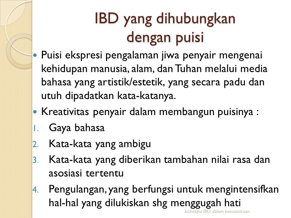 IBD yang dihubungkan dengan puisi