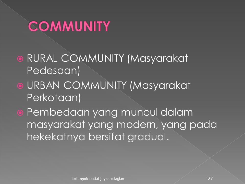 COMMUNITY RURAL COMMUNITY (Masyarakat Pedesaan)