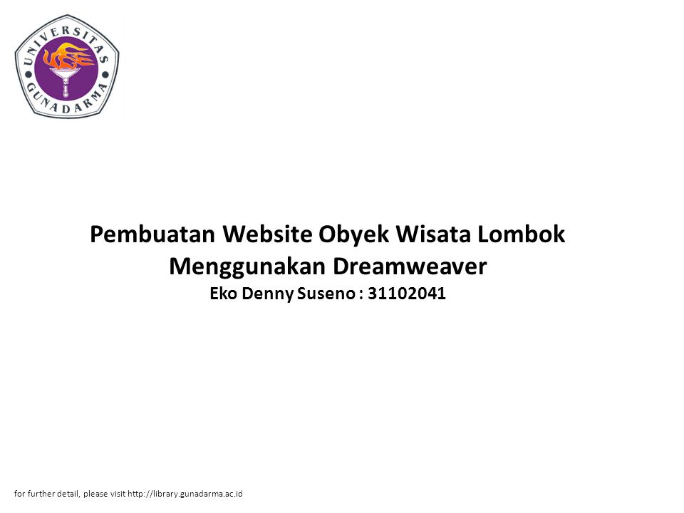 Pembuatan Website Obyek Wisata Lombok Menggunakan Dreamweaver Eko Denny Suseno :