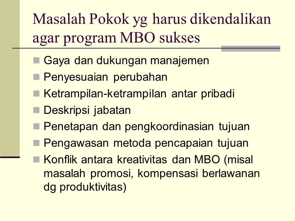 Masalah Pokok yg harus dikendalikan agar program MBO sukses