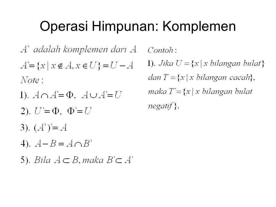 Contoh Soal Operasi Himpunan Komplemen