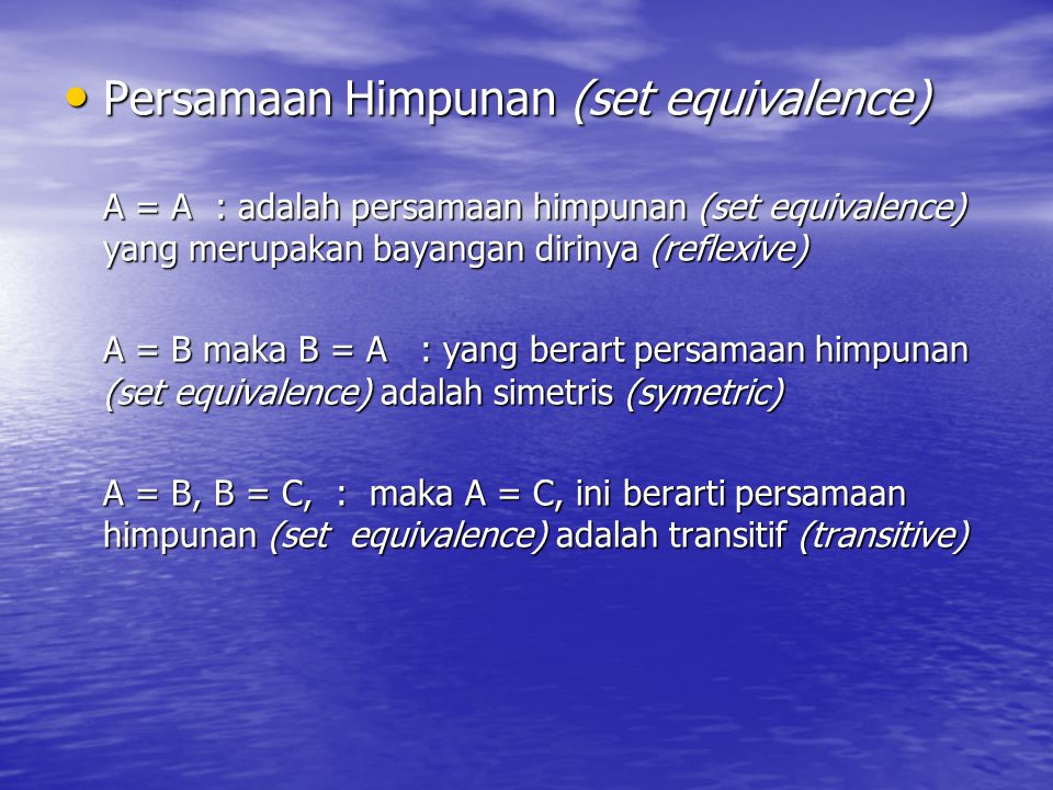 Persamaan Himpunan (set equivalence)