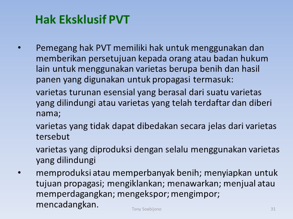 Hak Eksklusif PVT