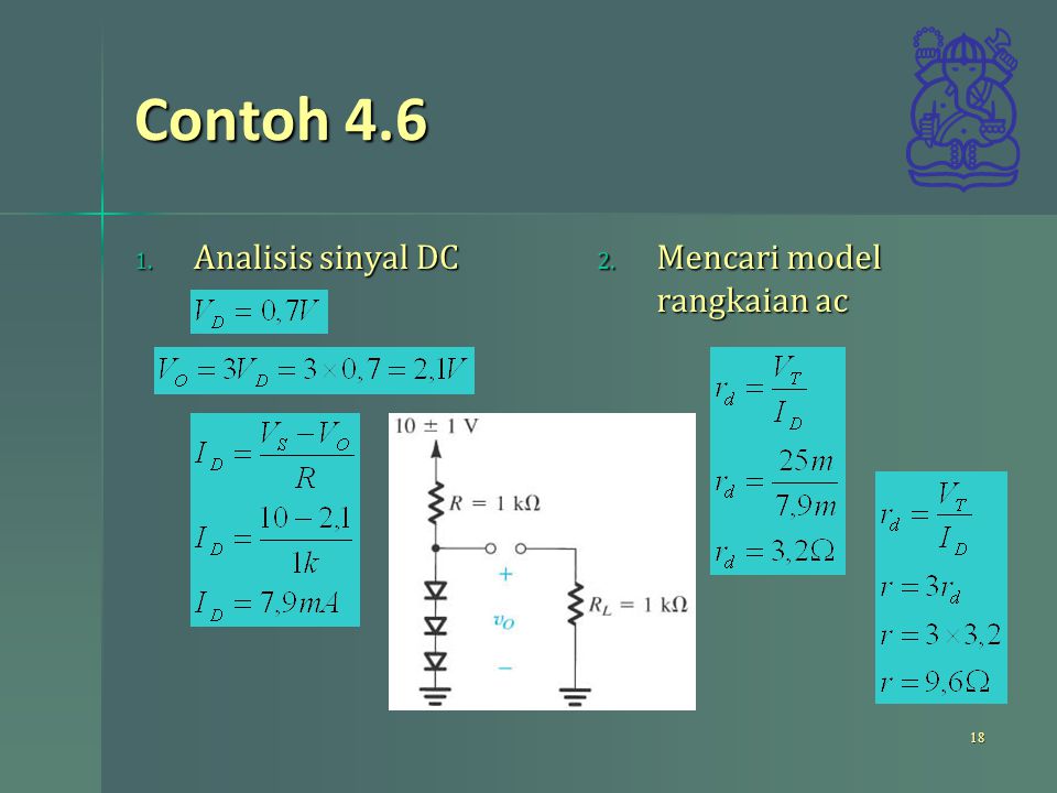 Contoh 4.6 Analisis sinyal DC Mencari model rangkaian ac