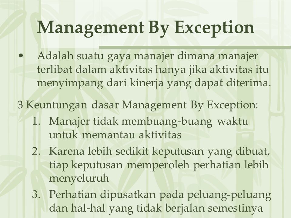 Management By Exception