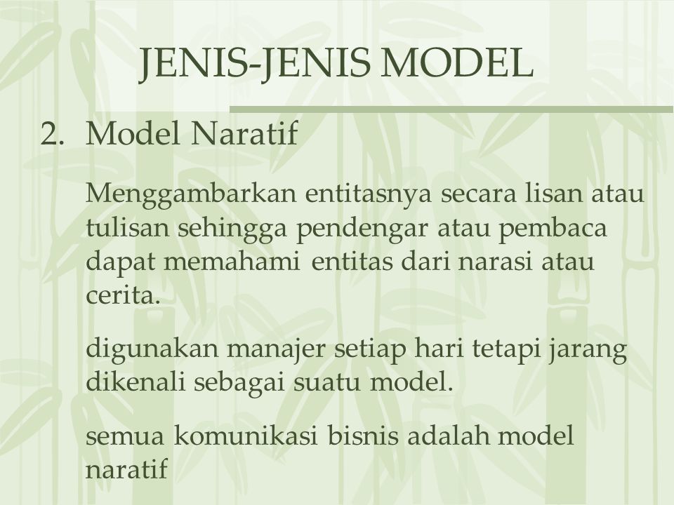 JENIS-JENIS MODEL Model Naratif