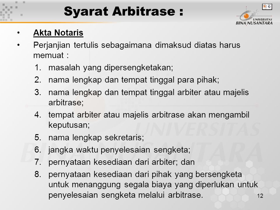 Syarat Arbitrase : Akta Notaris