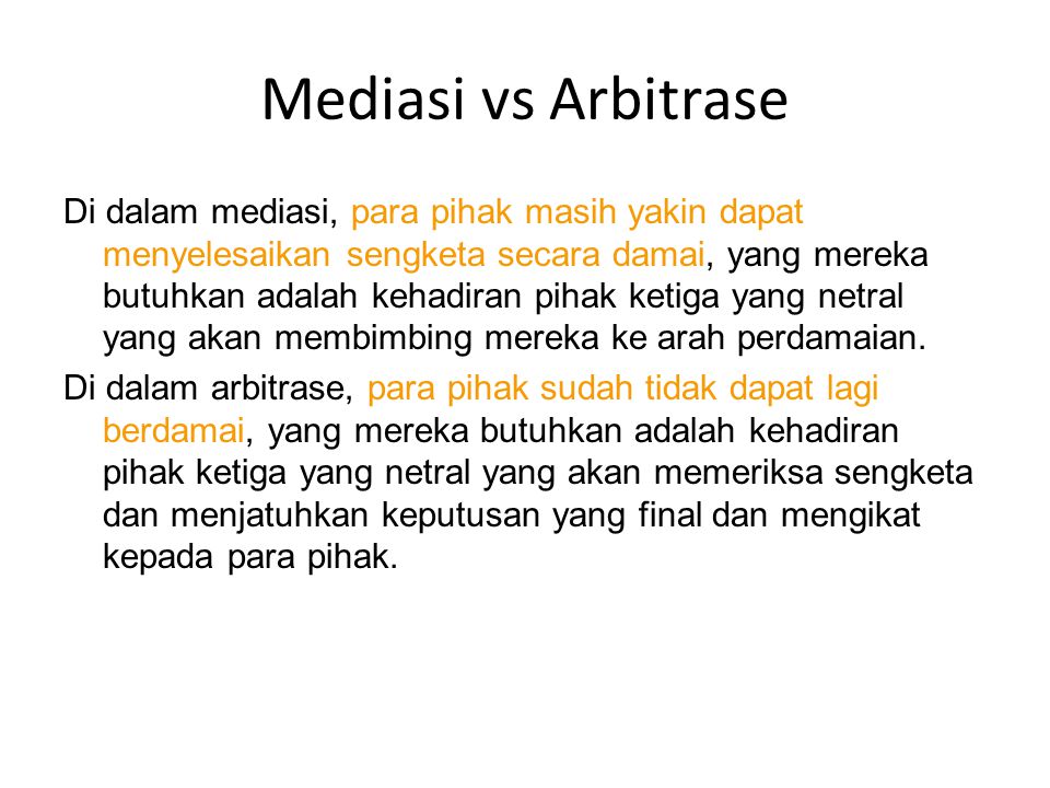 Mediasi vs Arbitrase