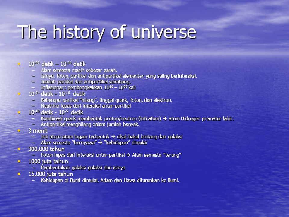 The history of universe