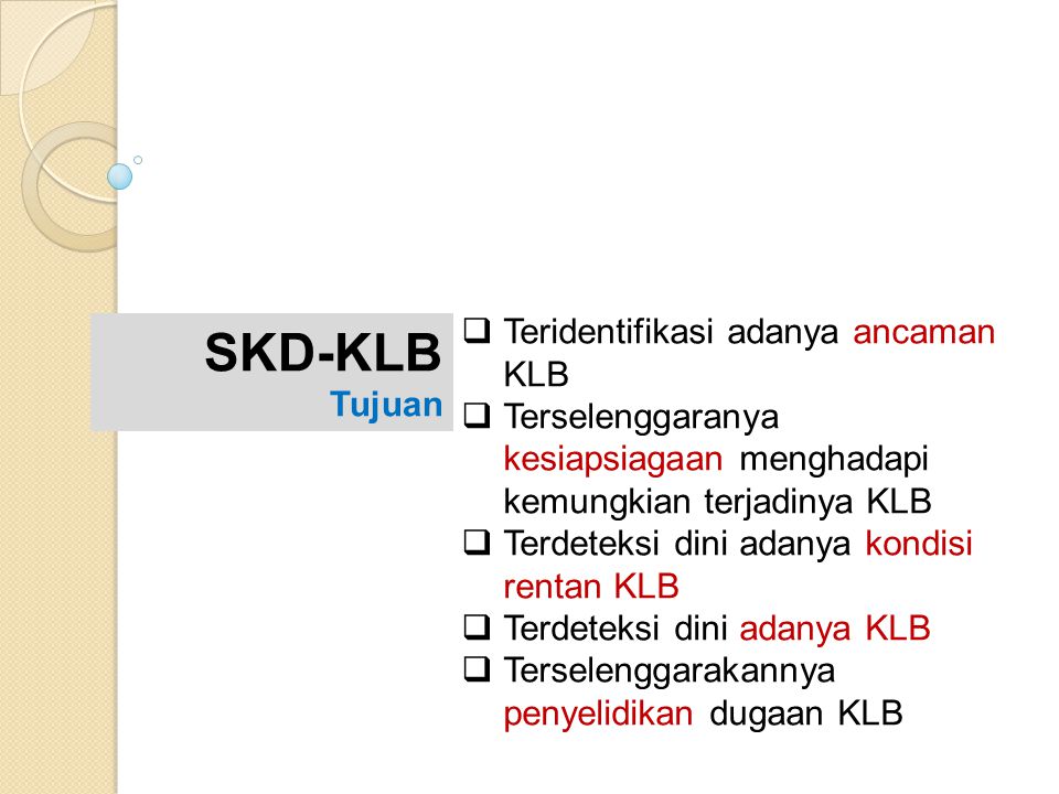 SKD-KLB Tujuan Teridentifikasi adanya ancaman KLB