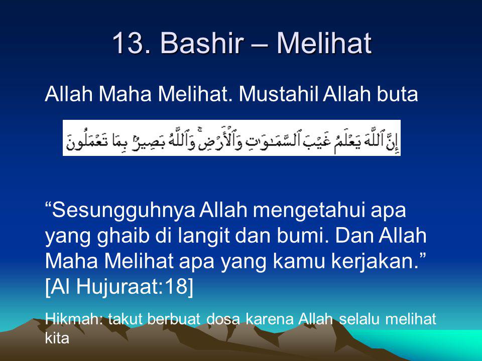 13. Bashir – Melihat Allah Maha Melihat. Mustahil Allah buta
