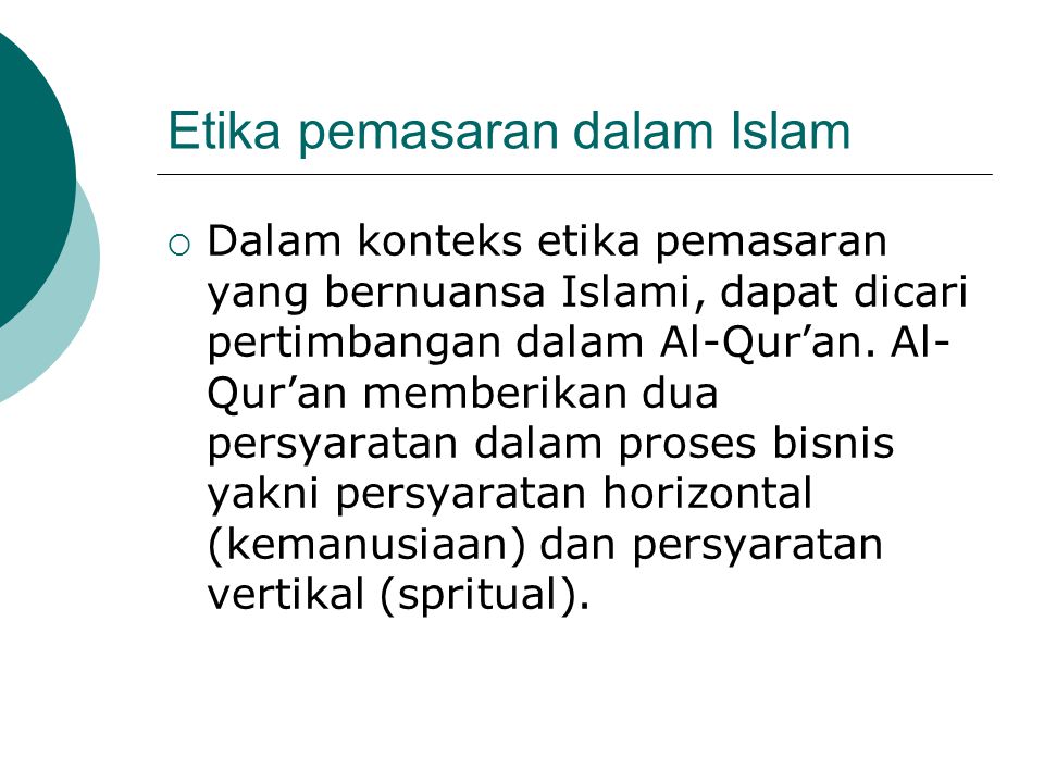Etika pemasaran dalam Islam