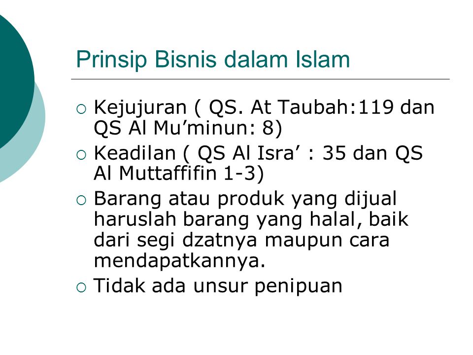 Prinsip Bisnis dalam Islam