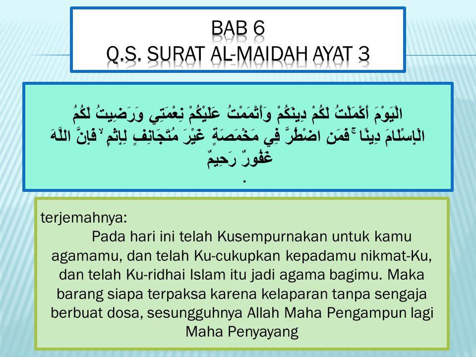 BAB 6 Q.S. Surat Al-maidah ayat 3