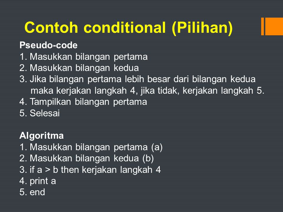 Contoh conditional (Pilihan)