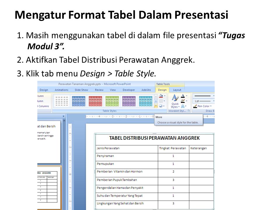 Mengatur Format Tabel Dalam Presentasi