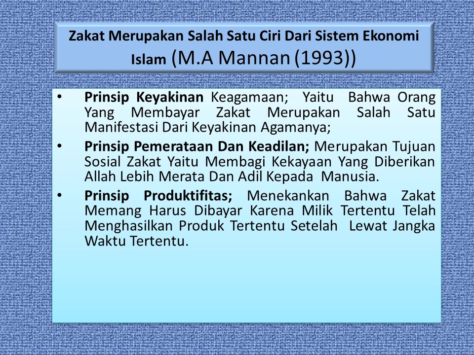 Zakat Merupakan Salah Satu Ciri Dari Sistem Ekonomi Islam (M