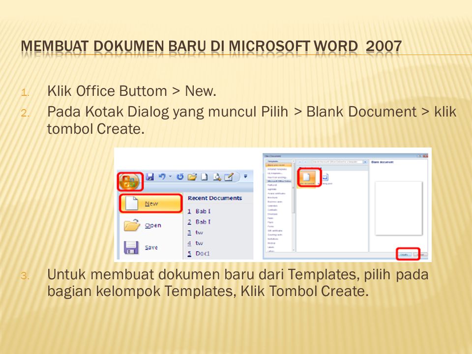 Membuat Dokumen Baru Di Microsoft Word 2007