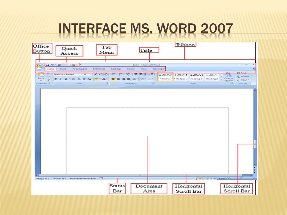 Interface ms. Word 2007