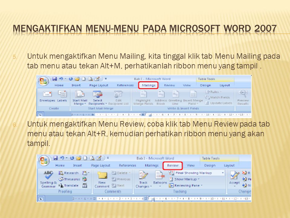 Mengaktifkan Menu-Menu Pada Microsoft Word 2007