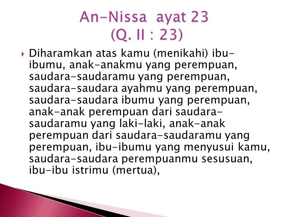 An-Nissa ayat 23 (Q. II : 23)