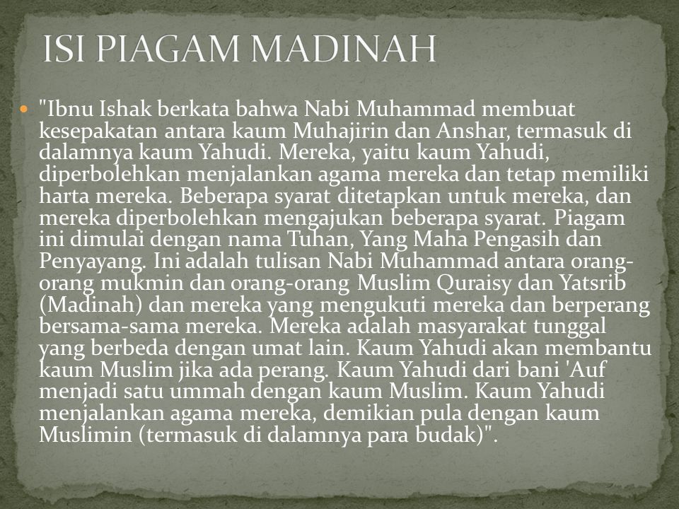 Madinah isi piagam Piagam Madinah: