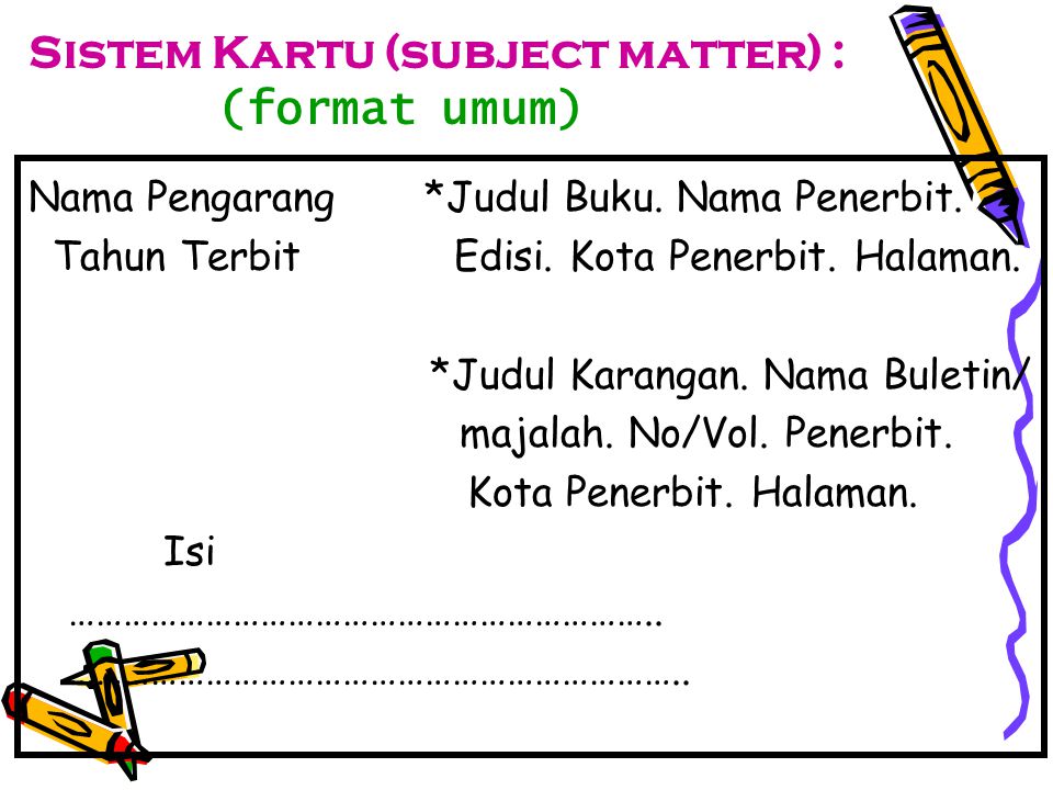 Sistem Kartu (subject matter) : (format umum)