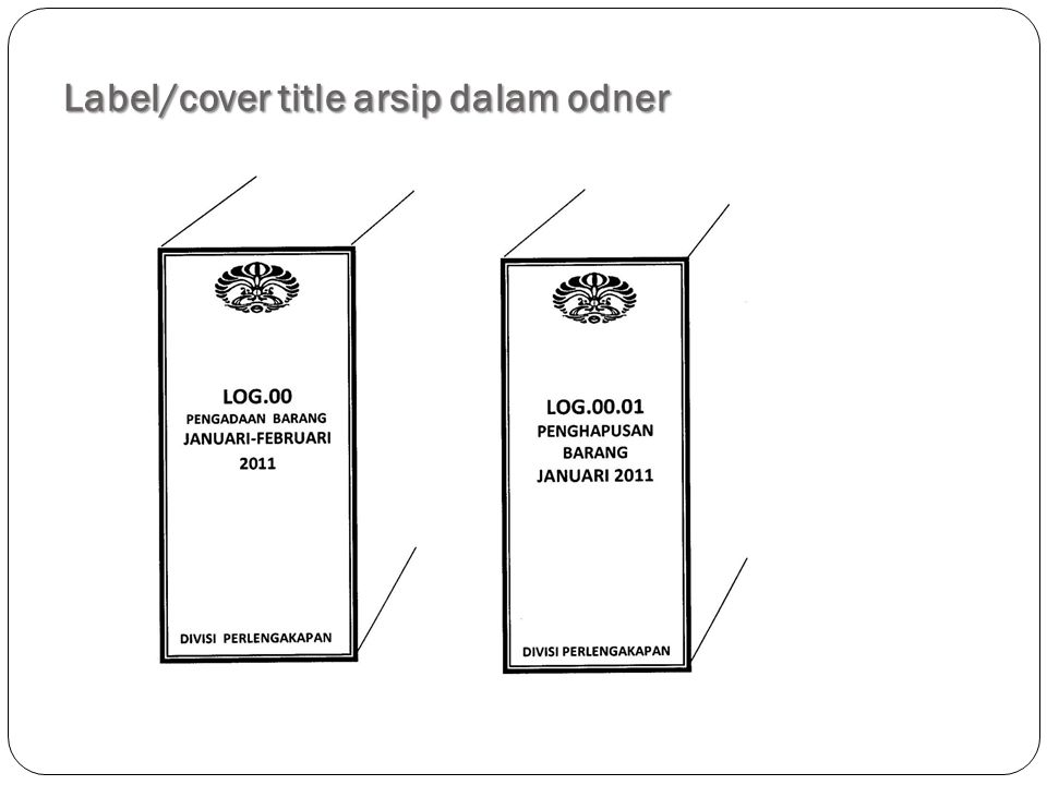 Label/cover title arsip dalam odner